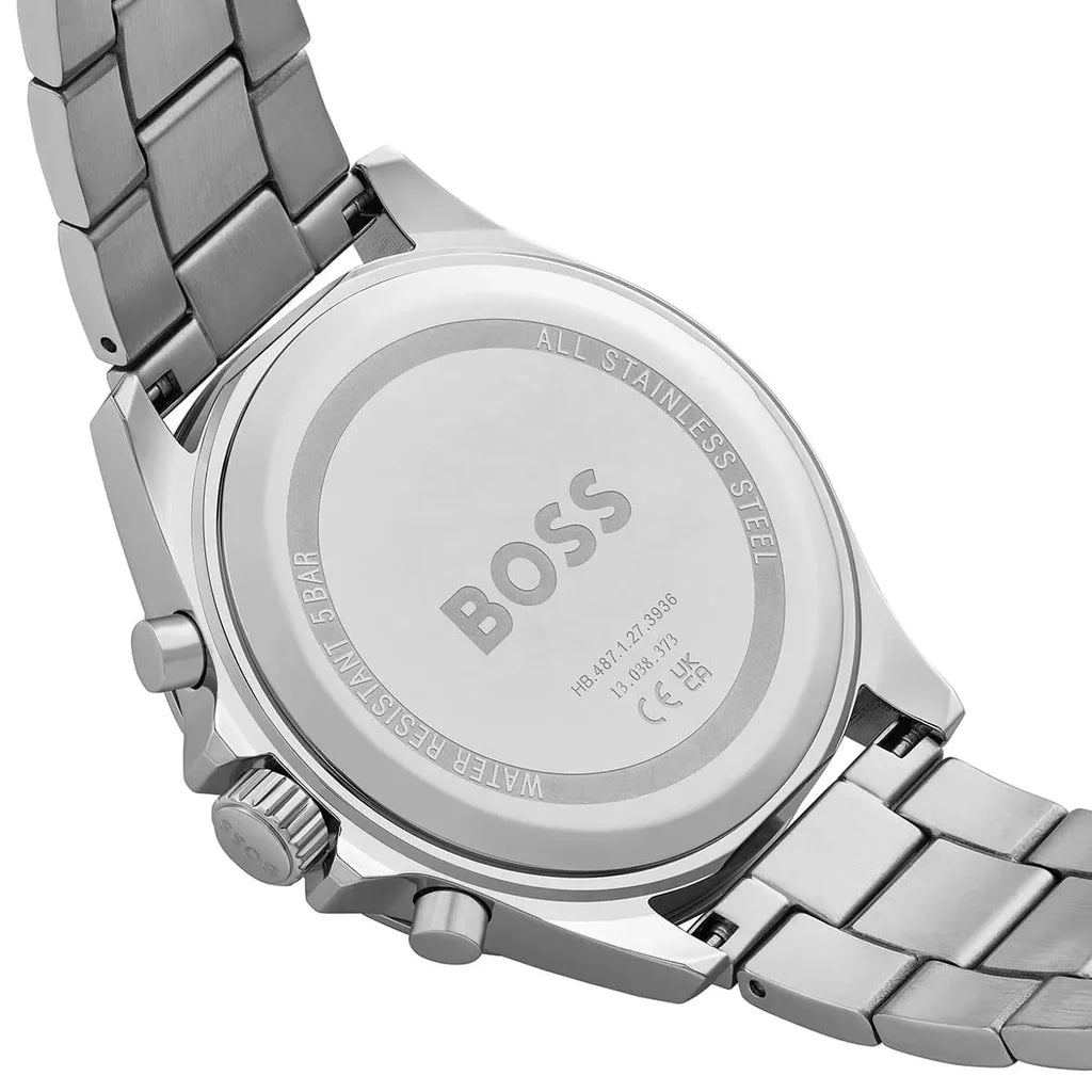 Hugo Boss Troper Chronograph Black Dial Silver Steel Strap 45MM Watch - 1514108