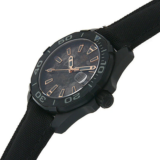 Tag Heuer Aquaracer Calibre 5 Black NATO Strap Carbon Dial Watch- WBD218A.FC6445