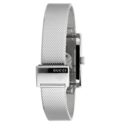Gucci G Frame Red and Green Dial Silver Mesh Bracelet Watch - YA147401