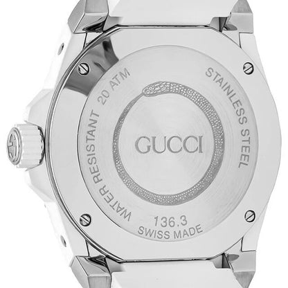 Gucci Dive Quartz White Dial White Rubber Strap Watch - YA136330