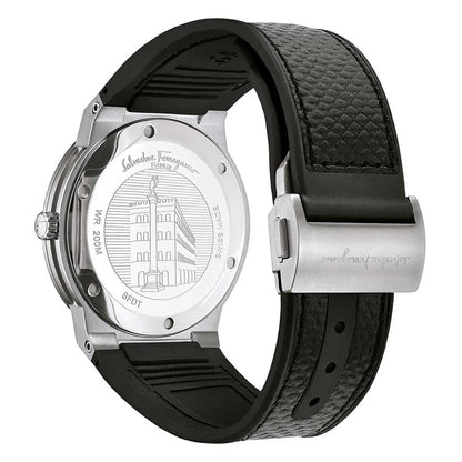 Salvatore Ferragamo F-80 Classic Black Dial Black Leather Strap Watch- SFDT00619