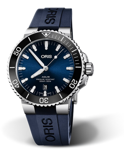 Oris Aquis Date Blue Dial Black Rubber Strap 43.5MM Watch - 0173377304135-0742465EB