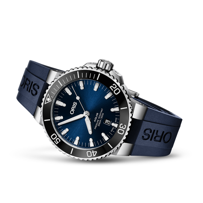 Oris Aquis Date Blue Dial Black Rubber Strap 43.5MM Watch - 0173377304135-0742465EB