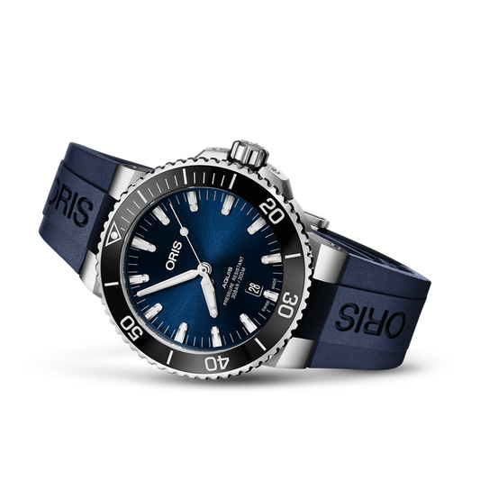 Oris Aquis Date Blue Dial Black Rubber Strap 43.5MM Watch - 0173377304135-0742465EB