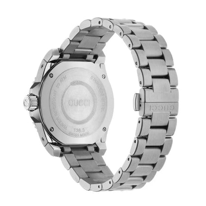 Gucci Dive Quartz Black Dial Silver Steel Strap Watch - YA136301B