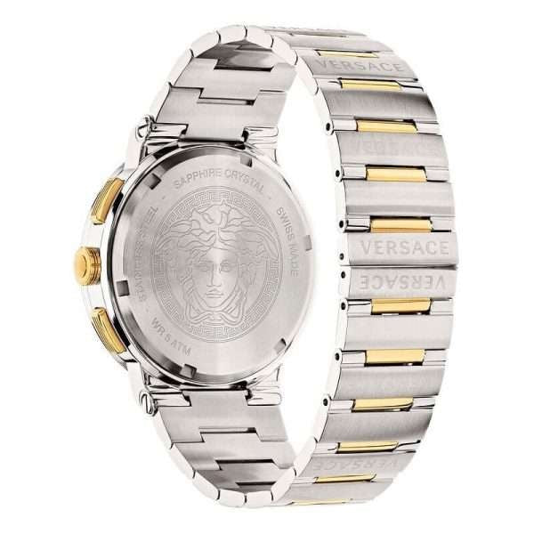 Versace Greca Chronograph White Dial Two Tone Steel Strap Watch- VEZ900321