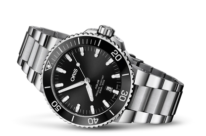 Oris Aquis Date Black Dial Silver Steel Strap 43.5MM Watch - 0173377304134-0782405PEB