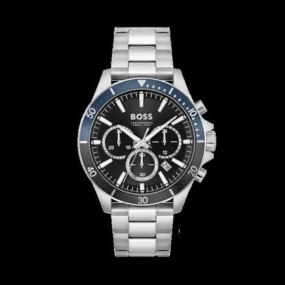 Hugo Boss Troper Chronograph Black Dial Silver Steel Strap Watch - 1514101