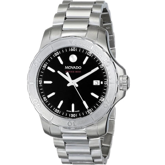 Movado Series 800 Black Dial Watch- 2600115