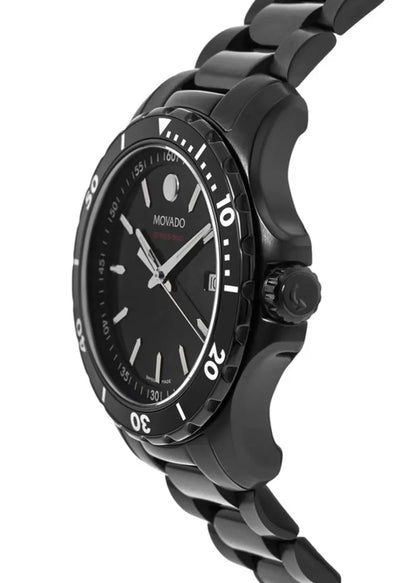 Movado Series 800 Black Dial Black Steel Strap Watch- 2600143