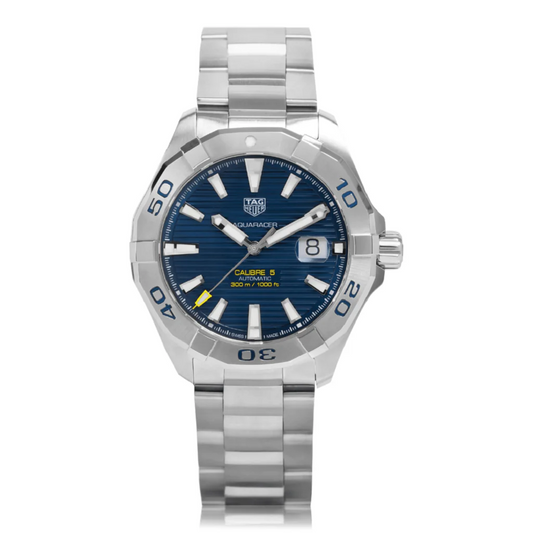 Tag Heuer Aquaracer Calibre 5 Automatic Blue Dial Silver Steel Strap Watch for Men - WAY2012.BA0927