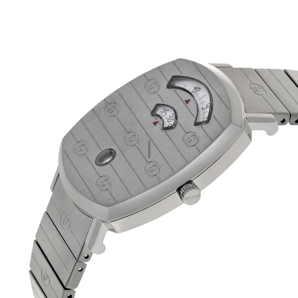 Gucci Grip Quartz Silver Dial Silver Steel Strap Watch - YA157401
