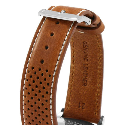 Movado Heritage Calendoplan Chronograph White Dial Brown Leather Strap Watch- 3650008
