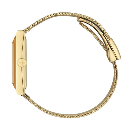 Gucci G-Frame Mother of Pearl Dial Yellow Gold Mesh Bracelet Watch - YA147410