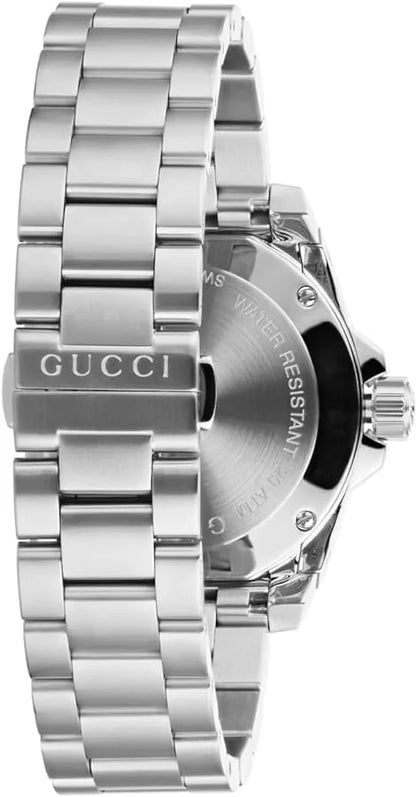 Gucci Dive Quartz Black Dial Silver Steel Strap Watch - YA136301B
