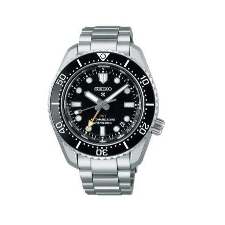 Seiko Prosprex Dark Depths GMT Automatic Black Dial Silver Steel Strap Watch- SPB383J1