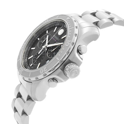 Movado Series 800 Chronograph Black Dial Silver Steel Strap Watch- 2600110