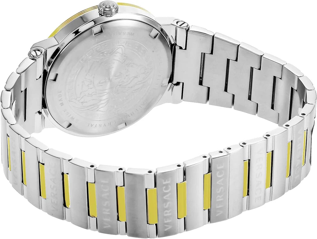 Versace Greca Chronograph White Dial Two Tone Steel Strap Watch- VEZ900321