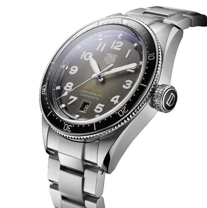 Tag Heuer Autavia Automatic Grey Dial Silver Steel Strap Watch- WBE5114.EB0173
