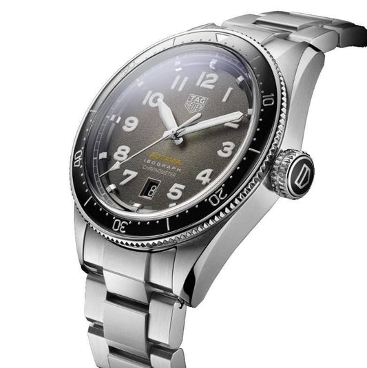 Tag Heuer Autavia Automatic Grey Dial Silver Steel Strap Watch- WBE5114.EB0173