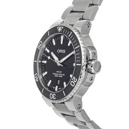 Oris Aquis Date Black Dial Silver Steel Strap 43.5MM Watch - 0173377304134-0782405PEB
