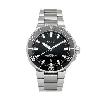 Oris Aquis Date Black Dial Silver Steel Strap 43.5MM Watch - 0173377304134-0782405PEB
