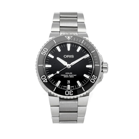 Oris Aquis Date Black Dial Silver Steel Strap 43.5MM Watch - 0173377304134-0782405PEB