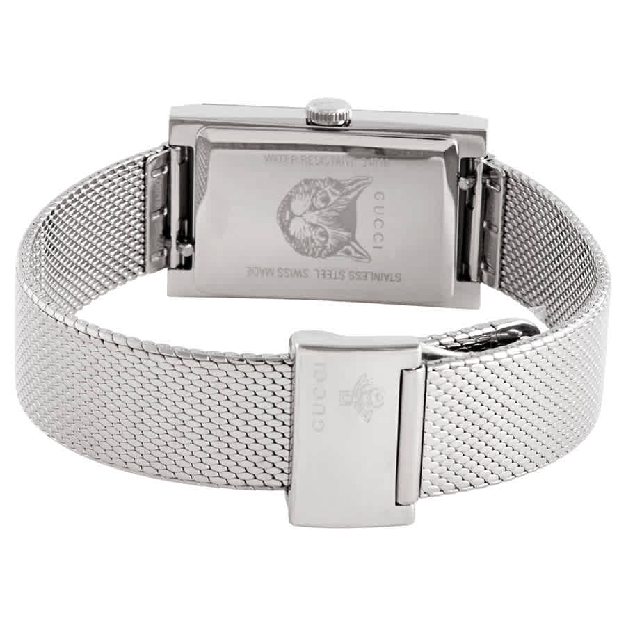 Gucci G Frame Red and Green Dial Silver Mesh Bracelet Watch - YA147401
