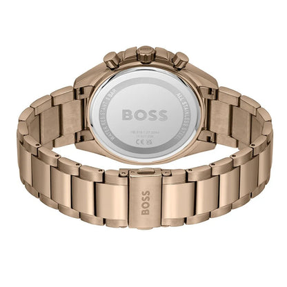 Hugo Boss Classic Chronograph Green Dial Beige Gold Steel Strap Watch  - 1514019
