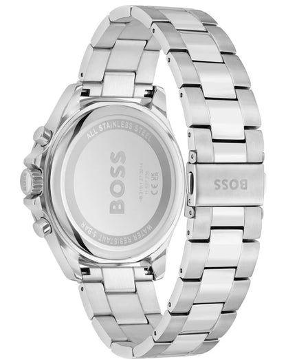 Hugo Boss Troper Chronograph Black Dial Silver Steel Strap Watch - 1514101