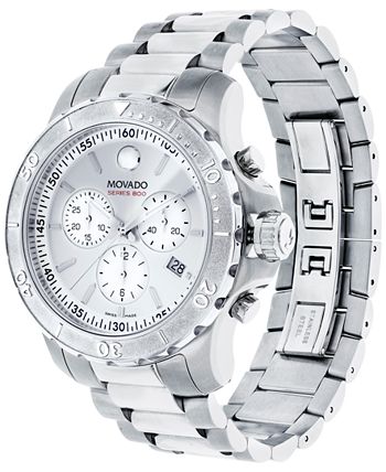 Movado Series 800 Chronograph Silver Dial Silver Steel Strap Watch- 2600111