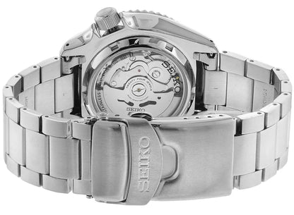 Seiko 5 Sports Automatic Day Date Black Dial Silver Steel Strap Watch f - SRPD55K1