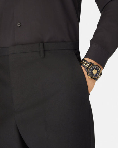 Versace Palazzo Empire Black Dial Two Tone Steel Strap Watch- VERD01119