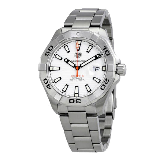 Tag Heuer Aquaracer Calibre 5 Automatic White Dial Silver Steel Strap Watch for Men - WAY2013.BA0927
