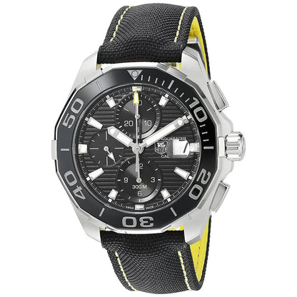 Tag Heuer Aquaracer Automatic Chronograph Black Dial Black Nylon Strap Watch- CAY211A.FC6361