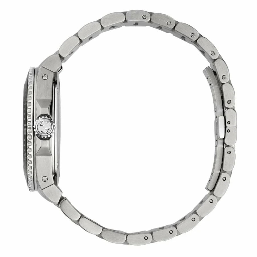 Gucci Dive Quartz Black Dial Silver Steel Strap Watch - YA136301