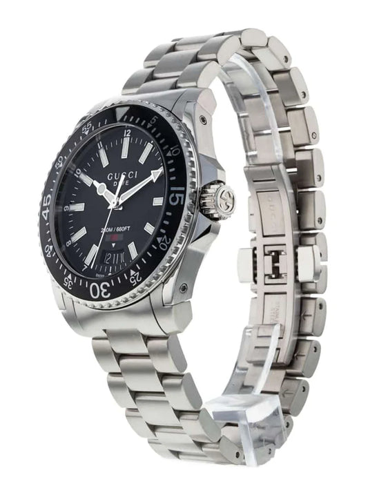 Gucci Dive Quartz Black Dial Silver Steel Strap Watch - YA136301