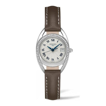 Longines Equestrian Silver Dial Diamond Bezel Leather Strap Women's Watch L6.137.0.71.2