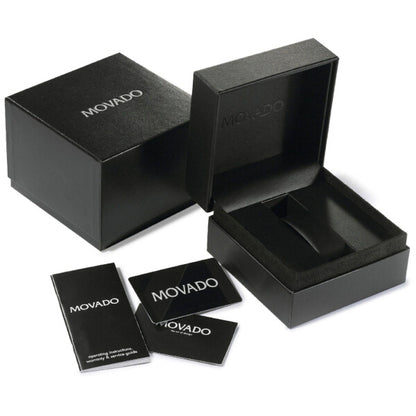 Movado Heritage Chronograph Black Dial Black Leather Strap Watch- 3650005