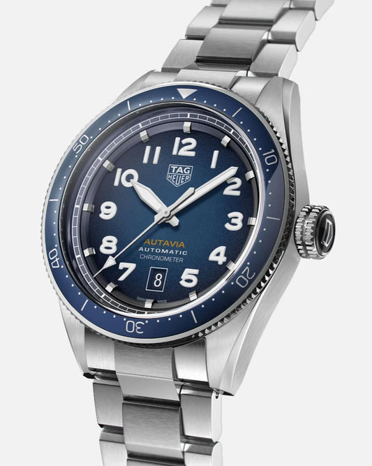 Tag Heuer Autavia Automatic Blue Dial Silver Steel Strap Watch- WBE5116.EB0173