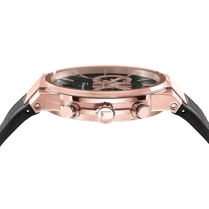 Salvatore Ferragamo Sapphire Chrono Black Dial Black Rubber Strap Watch- SFME00721