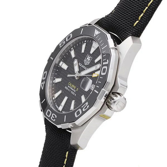 Tag Heuer Aquaracer Calibre 5 Automatic Black Dial Black Nylon Strap Watch- WAY211A.FC6362