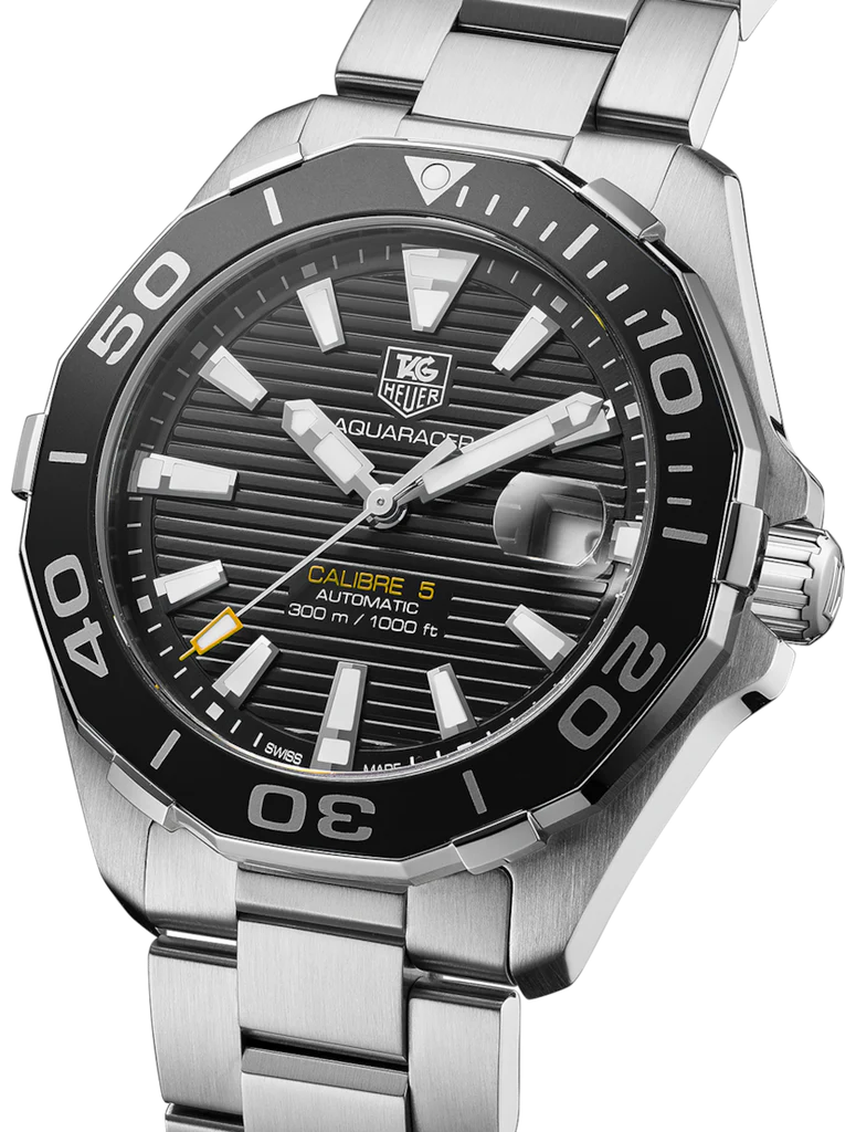 Tag Heuer Aquaracer Automatic Black Dial Silver Steel Strap Watch- WAY211A.BA0928