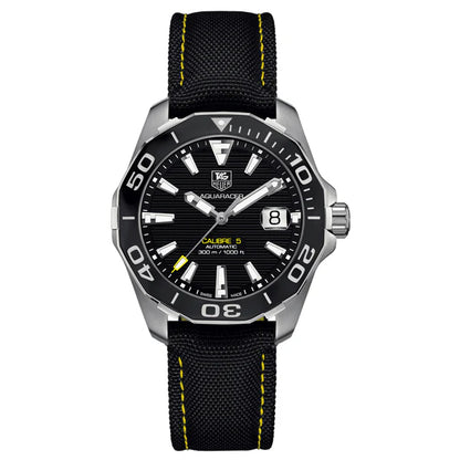 Tag Heuer Aquaracer Calibre 5 Automatic Black Dial Black Nylon Strap Watch- WAY211A.FC6362