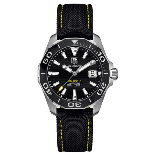 Tag Heuer Aquaracer Calibre 5 Automatic Black Dial Black Nylon Strap Watch- WAY211A.FC6362
