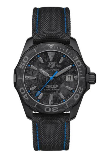 Tag Heuer Aquaracer Calibre 5 Black Nylon Strap Carbon Dial Watch- WBD218C.FC6447