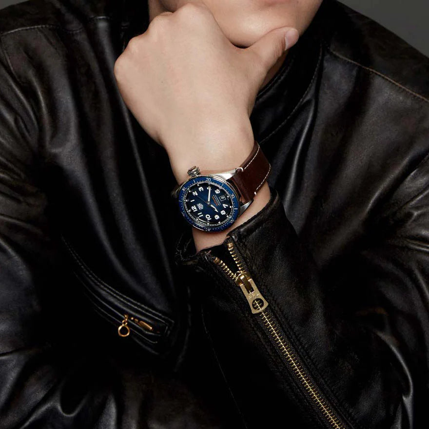 Tag Heuer Autavia Calibre 5 Automatic Blue Dial Brown Leather Strap Watch- WBE5116.FC8266