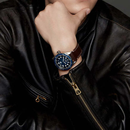 Tag Heuer Autavia Calibre 5 Automatic Blue Dial Brown Leather Strap Watch- WBE5116.FC8266