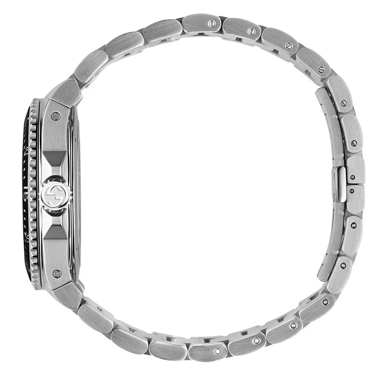 Gucci Dive Quartz Black Dial Silver Steel Strap Watch - YA136301B