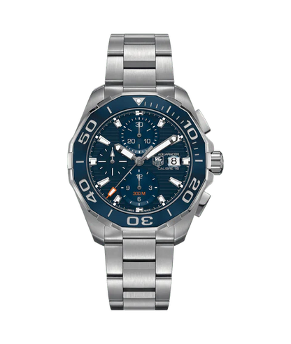 Tag Heuer Aquaracer Calibre 16 43mm Blue Dial Silver Steel Strap Watch- CAY211B.BA0927